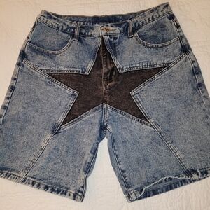Aelfric Eden Light Blue Star Patch Jean Shorts